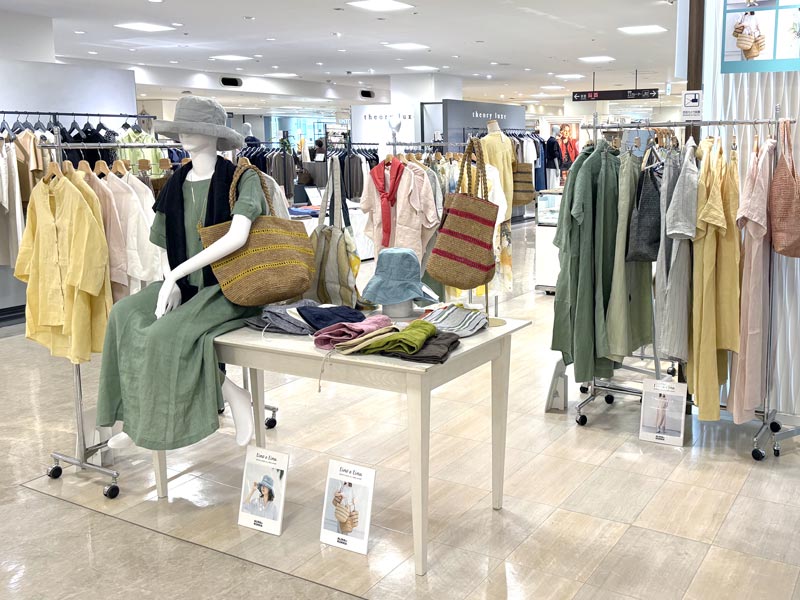 2026年6月からALINA KUKKA遠鉄百貨店 本館3階 特設会場でのLinoeLinaリネン製品展示の様子